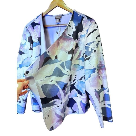 Chicos floral lilac open front blazer sz xl - Picture 2 of 9